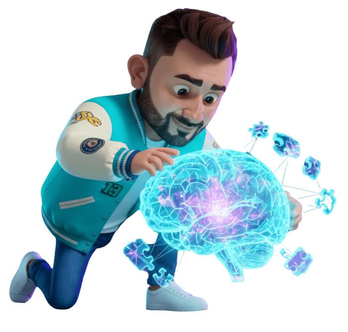 Estudiante con cerebro de IA